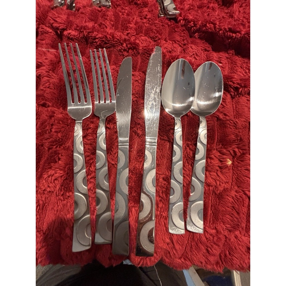 Pfaltzgraff Wheels Frost 2 Place Setting Fork Knife Spoon International Silver
